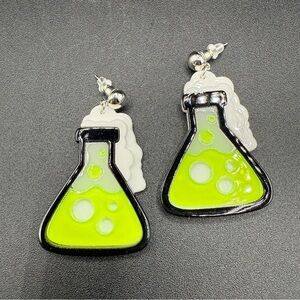 Chemistry Science STEM Lime Green Beaker Earrings